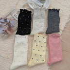 Polyester Spandex Polka Dot Mid Tube Casual Socks