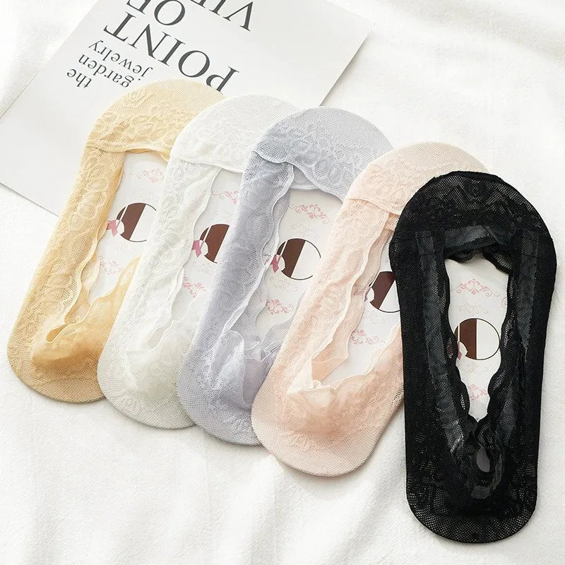 Cotton Lace Invisible Anti Slip Low Cut Socks