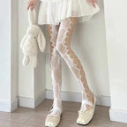 Floral Mesh Nylon Thigh High Pantyhose