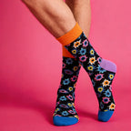 Cotton Blend Patterned Crew Socks for Men