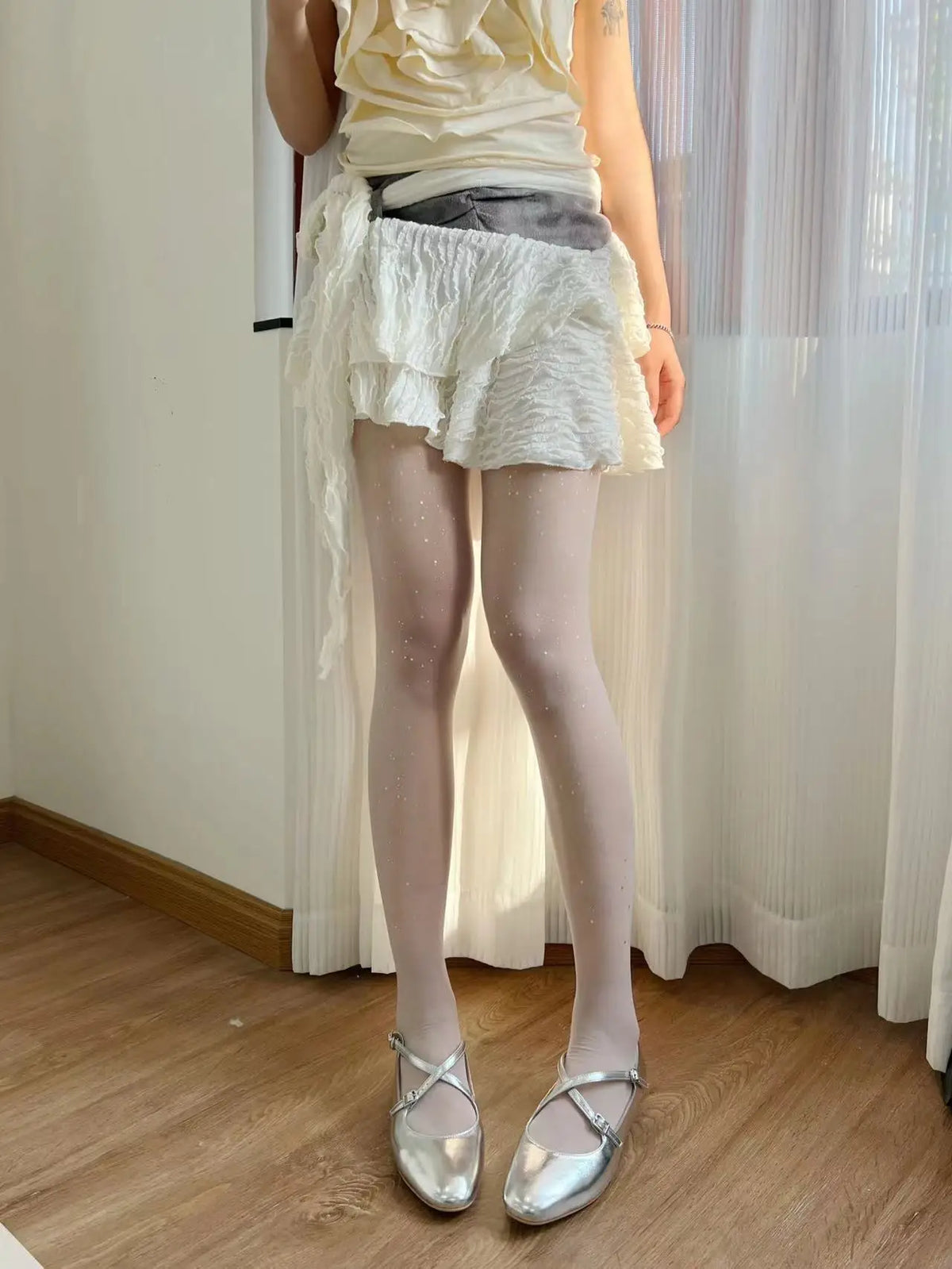 Polyester Elastane Sequin Sheer Pantyhose