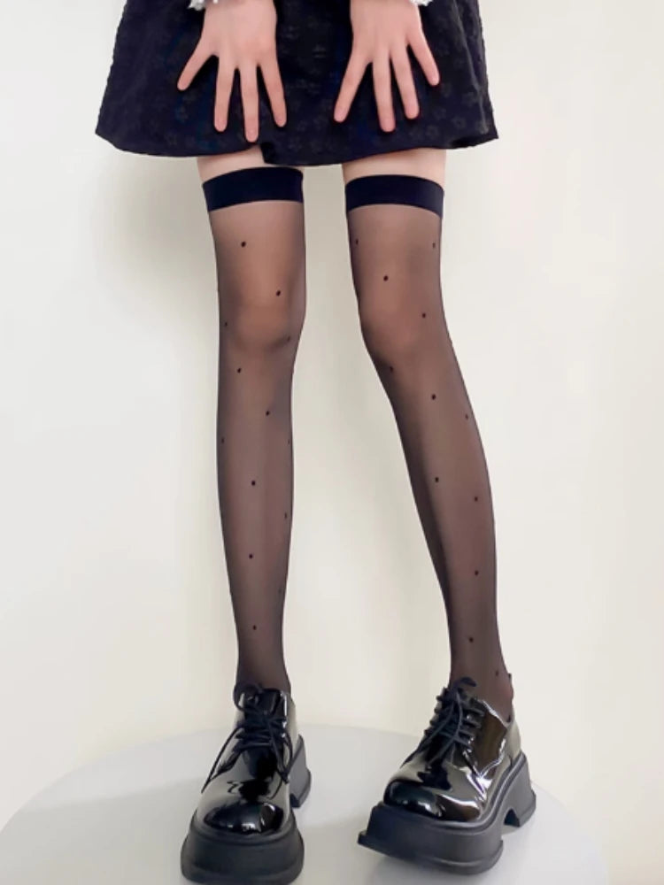 Nylon Thigh High Polka Dot Stockings