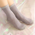 Cotton Blend Glitter Knit Women Casual Crew Socks