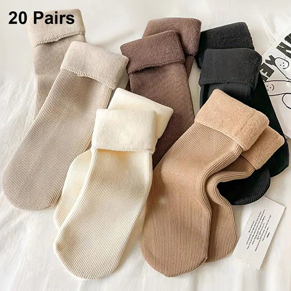 Thickened Thermal Women Socks Polyester Spandex Blend
