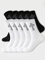 Polyester Elastane Casual Crew Socks 5 Pairs