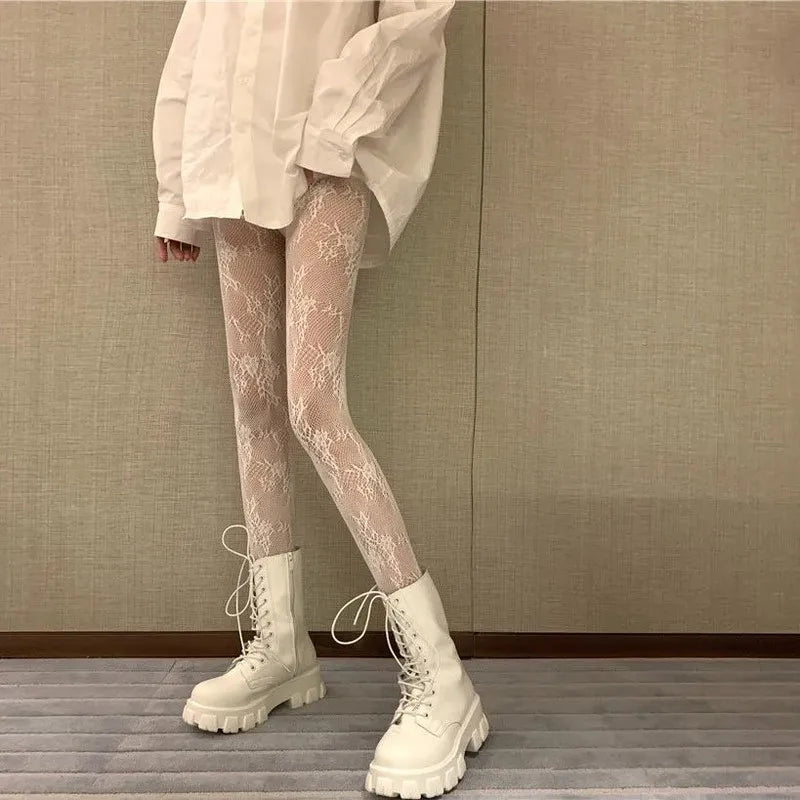 Heart Pattern Fishnet Nylon Pantyhose Tights