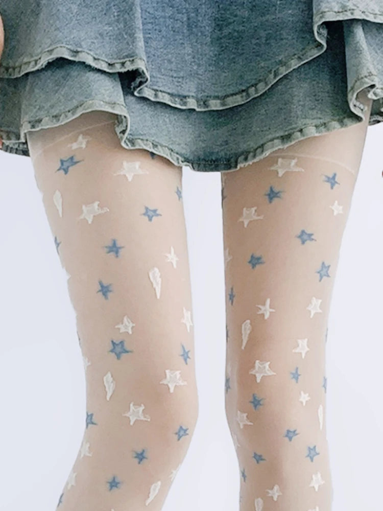 Nylon Star Print Tights For Women - 9