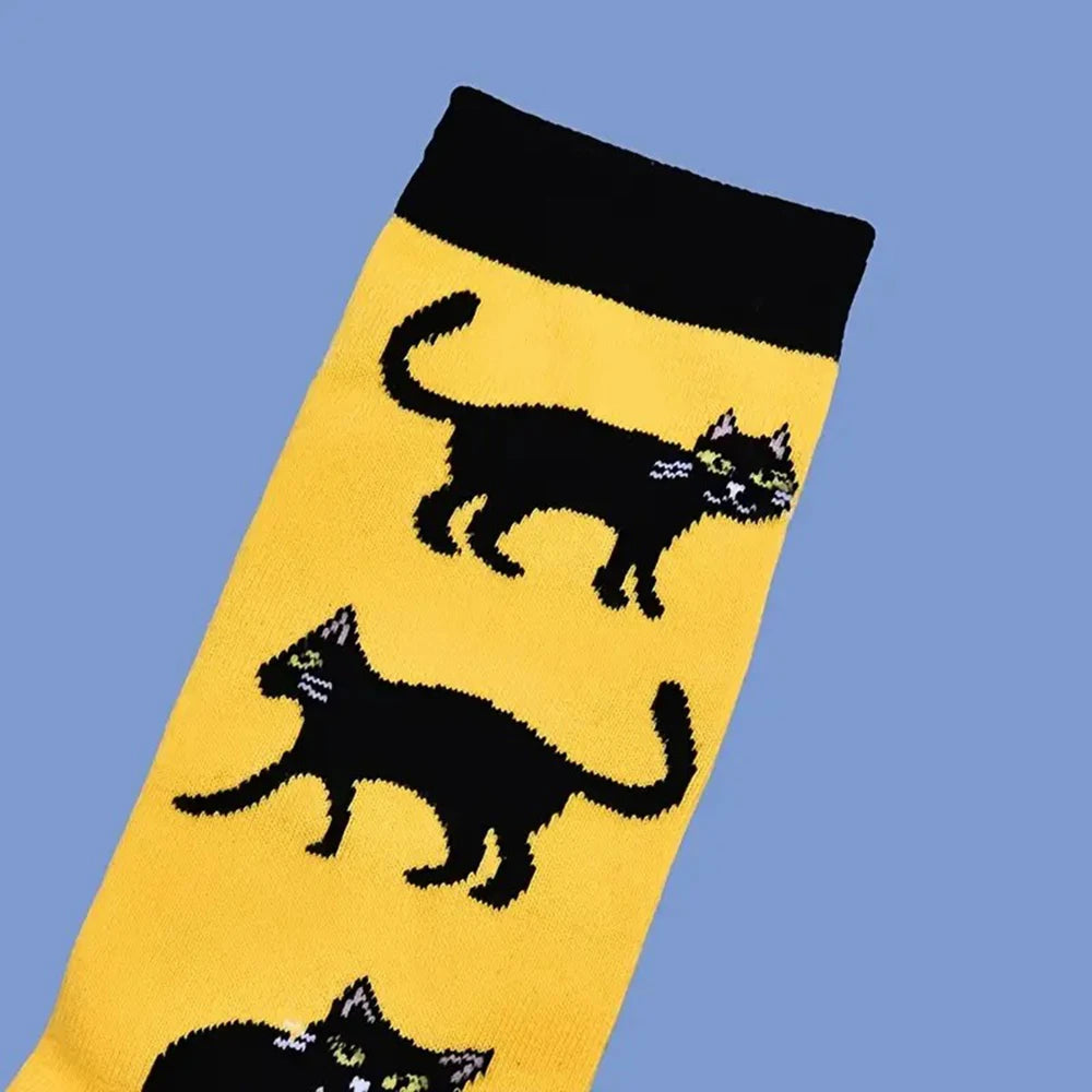 Cotton Cat Pattern Mid Tube Casual Socks