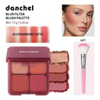 4 Color Matte Powder Blush Palette with Makeup Brush