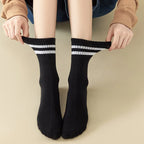 Polyester Mid Tube Casual Striped Women Socks 6 Pairs