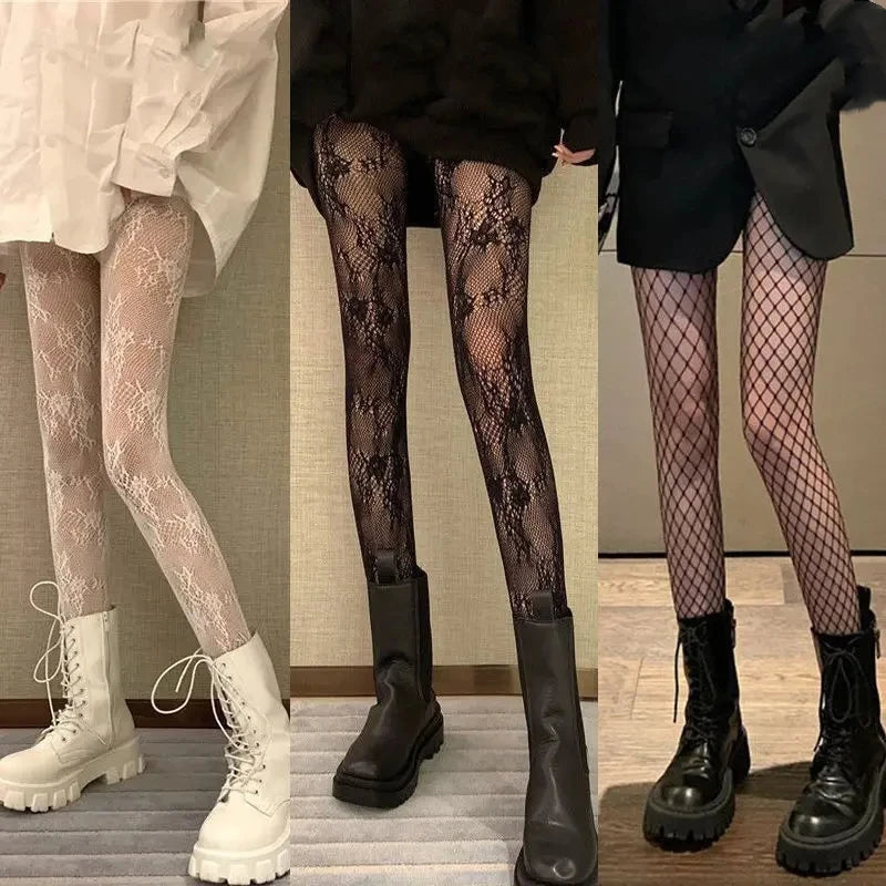 Floral Lace Mesh Women Tights - 1