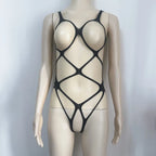 Nylon Mesh Bodysuit Open Lingerie