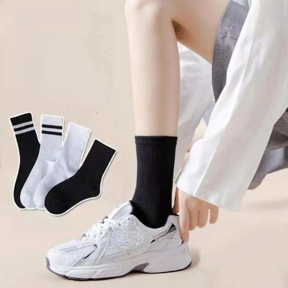 Polyester Spandex Striped Mid Length Casual Socks for Women