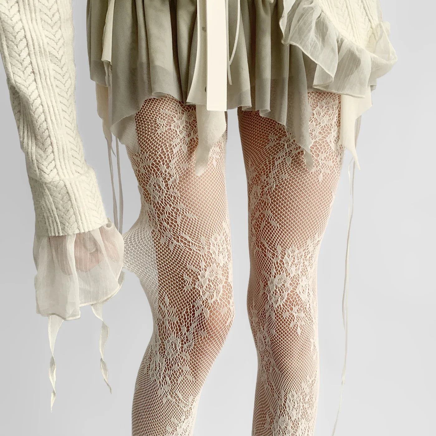 Floral Lace Mesh Pantyhose Women Nylon Tights - 13