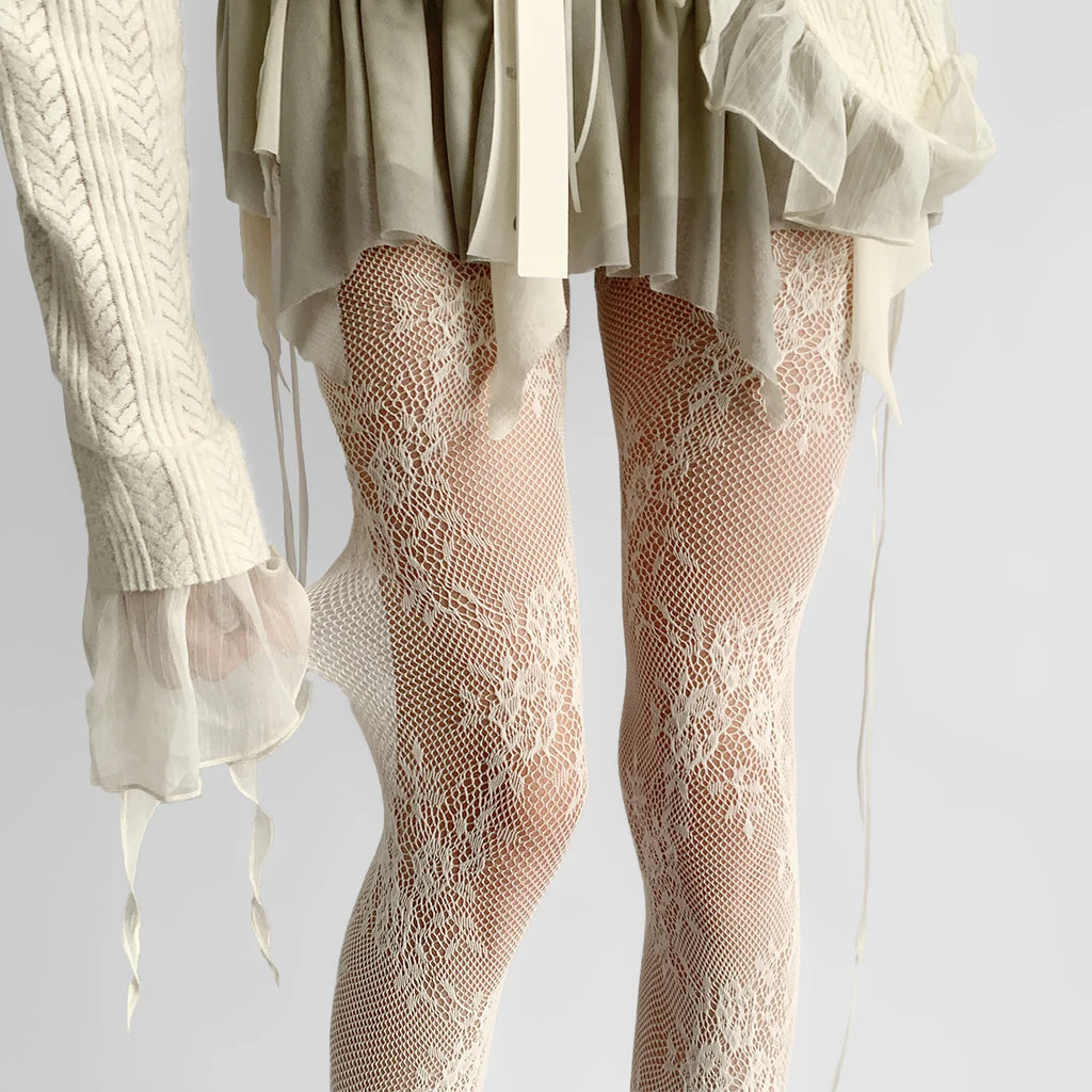 Floral Lace Mesh Pantyhose Women Nylon Tights