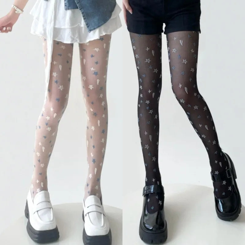 Nylon Star Print Tights For Women