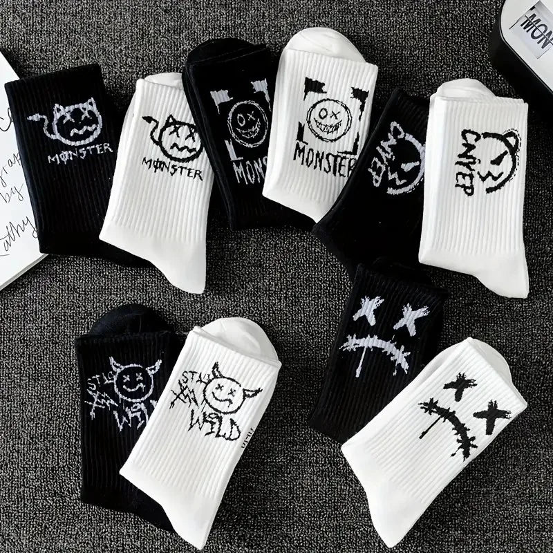 Polyester Elastane Graffiti Crew Socks