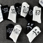 Polyester Spandex Graffiti Crew Socks
