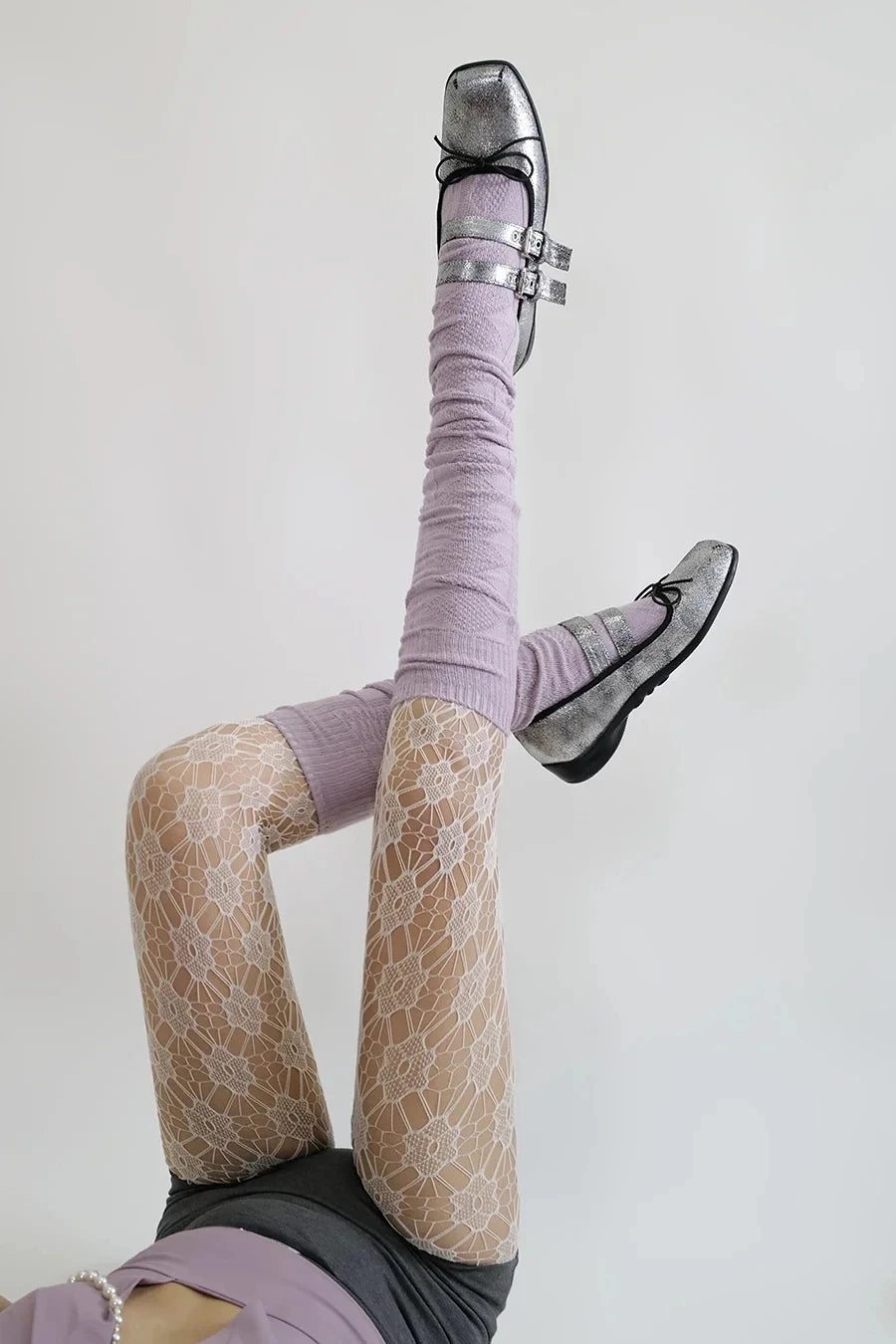 Floral Pattern Nylon Lace Pantyhose