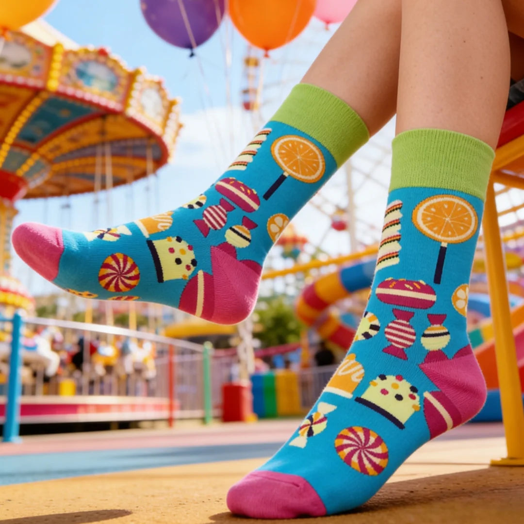 Cotton Blend Mid Calf Women Socks Candy Print