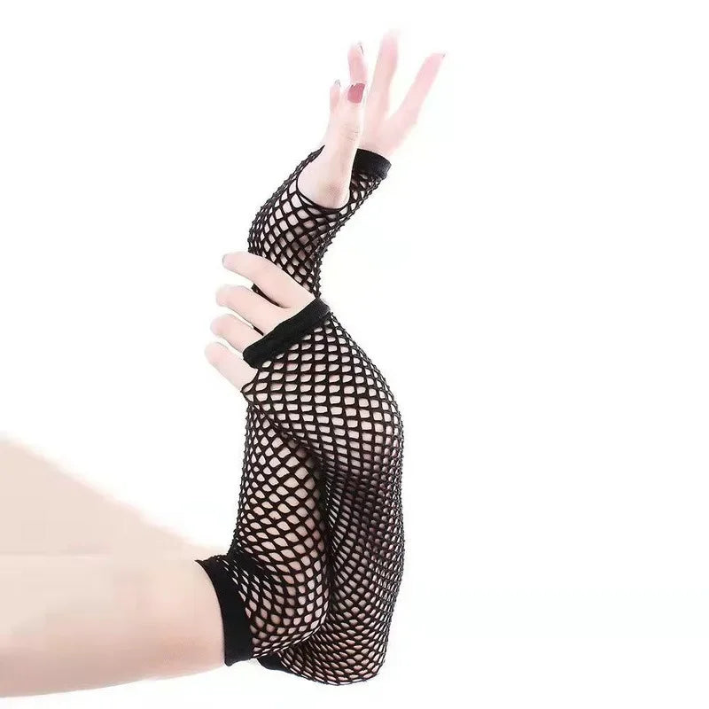 Lace Floral Fingerless Gloves Sun Protection Mesh Sleeves - 14