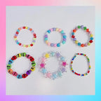 Plastic Beaded Elastic Bracelet Set For Women