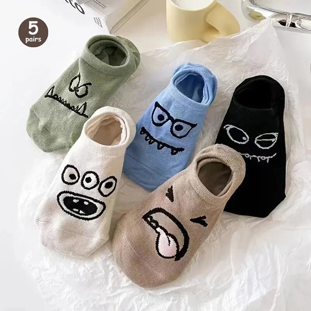 Polyester Blend Cartoon Pattern Low Tube Casual Socks - 22