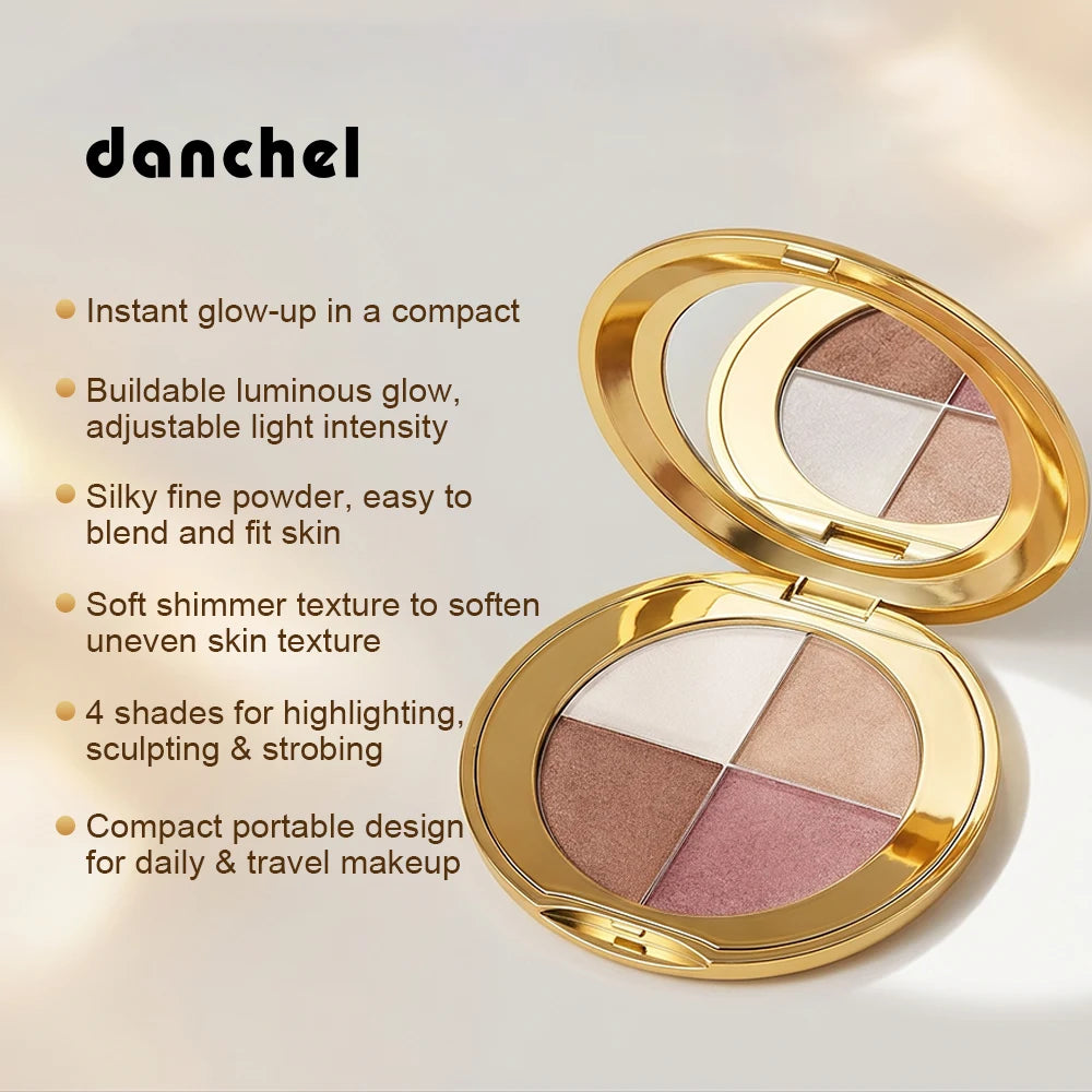Powder Highlighter and Bronzer Face Makeup Palette - 3