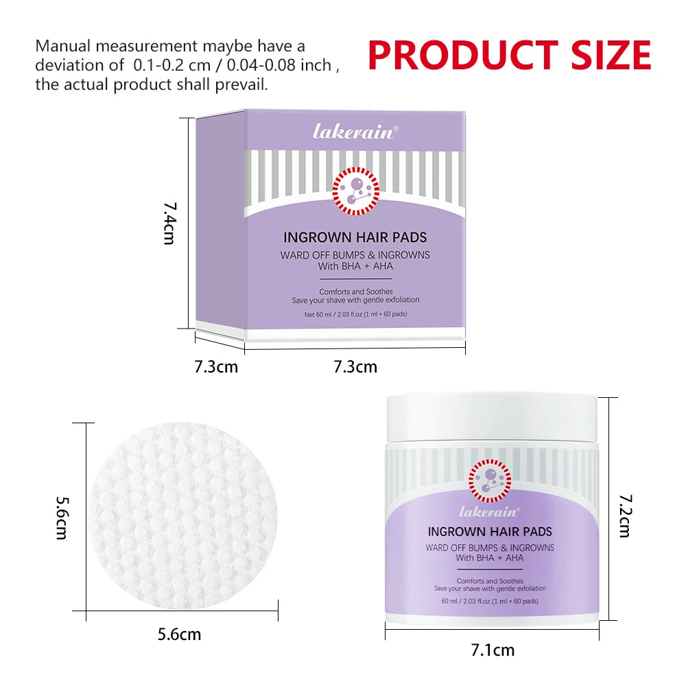 Ingrown Hair Treatment Cotton Pads for Razor Bumps and Exfoliation