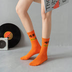 Cotton Blend Letter Printed Mid Tube Casual Crew Socks