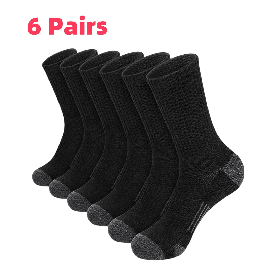 Polyester Elastane Mens Crew Socks 6 Pair Set - 1