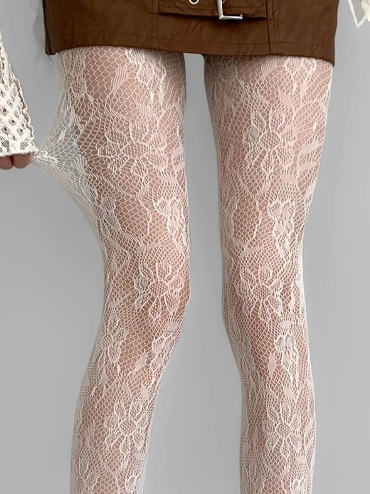 Floral Nylon Fishnet Pantyhose Mesh Tights