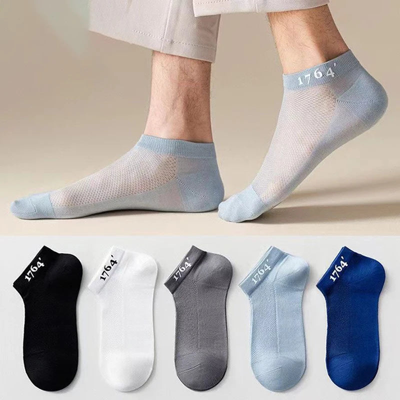 10 Pairs Mens Polyester Elastane Breathable Mesh Ankle Socks