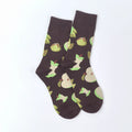 Cotton Blend Apple Print Mid Calf Casual Socks