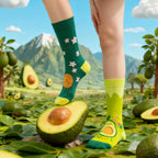 Cotton Blend Avocado Print Womens Mid Calf Socks
