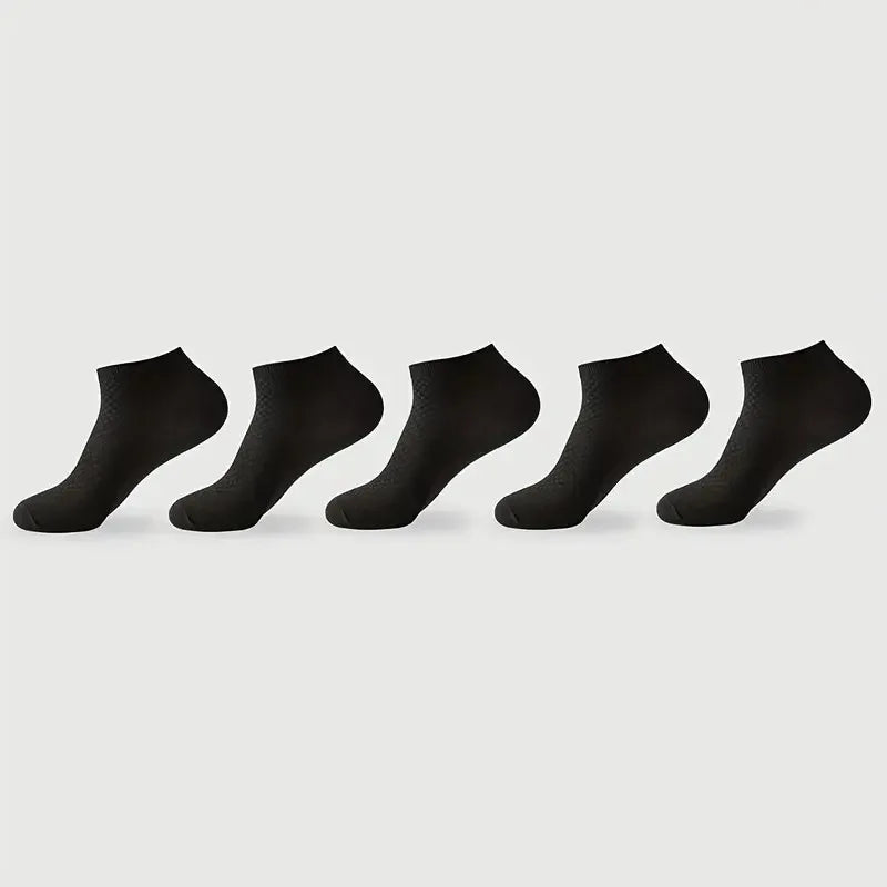 Bamboo Fiber Low Cut Ankle Socks Five Pair Set