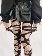 Nylon Elastane Hollowed Ripped Tights
