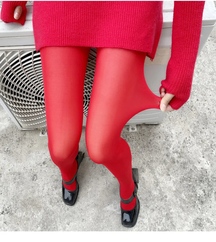 Solid Polyester Elastane Slim Fit Pantyhose Tights