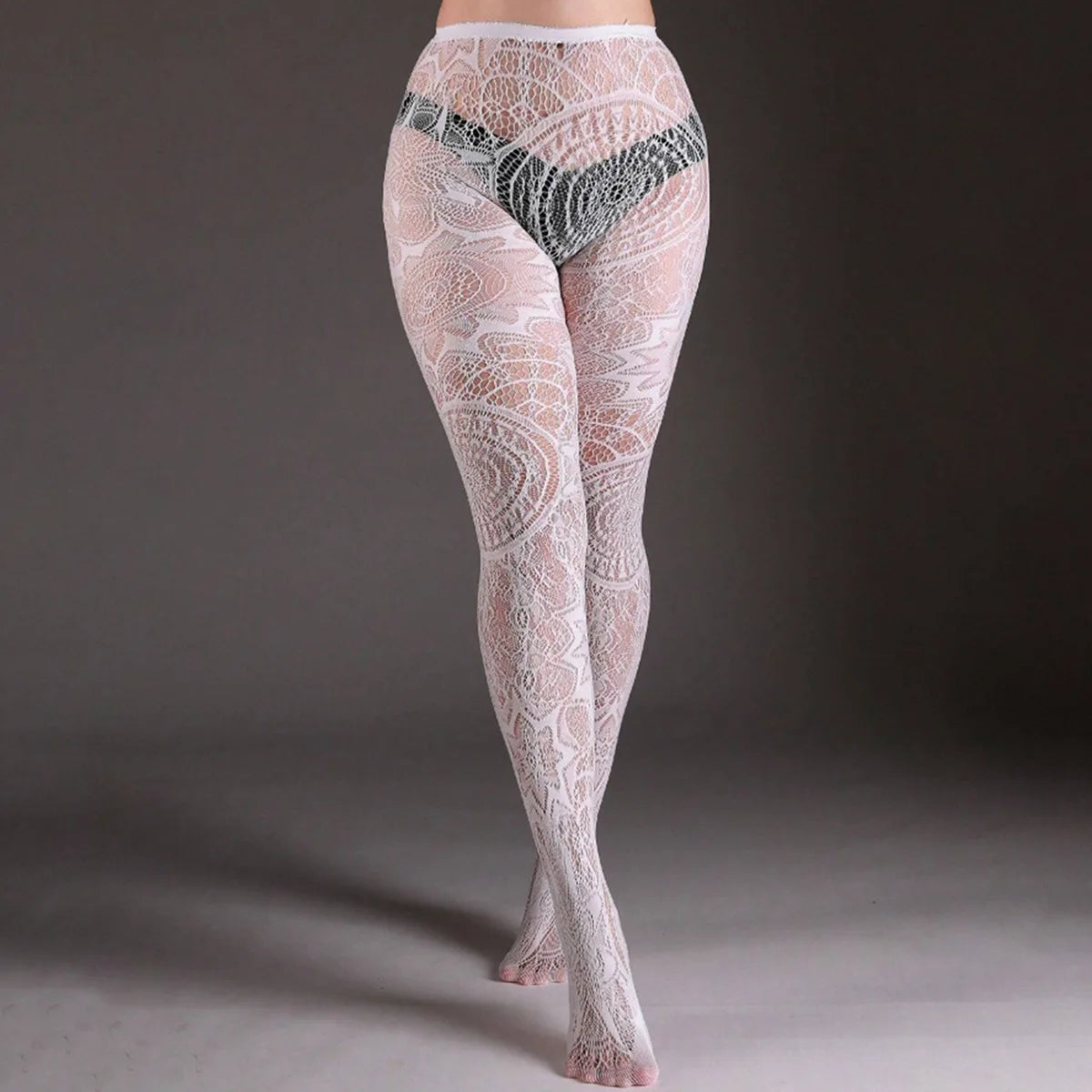 Geometric Lace Pattern Nylon Pantyhose - 10