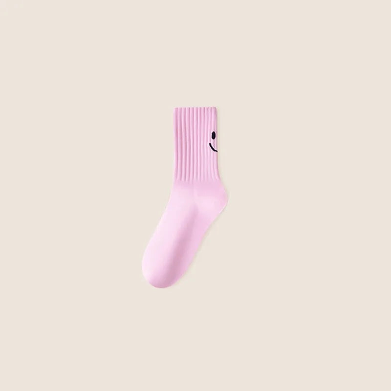Smiling Face Nylon Polyester Knit Crew Socks - 8
