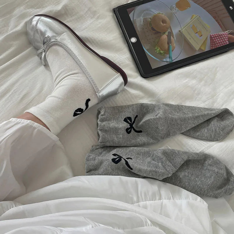 Cotton Bow Detail Crew Socks