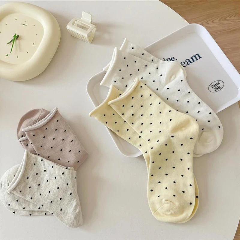 Polyester Elastane Polka Dot Mid Tube Casual Socks - 11