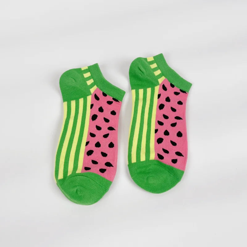 Cotton Blend Watermelon Print Casual Socks