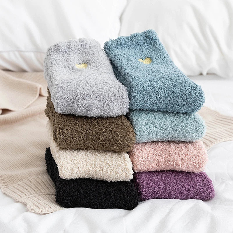 Thick Plush Coral Velvet Mid Tube Socks for Women