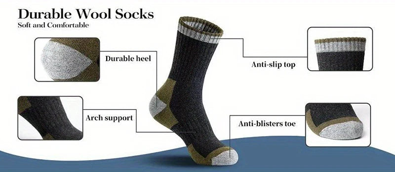 Thick Wool Blend Crew Socks for Winter Warmth - 10