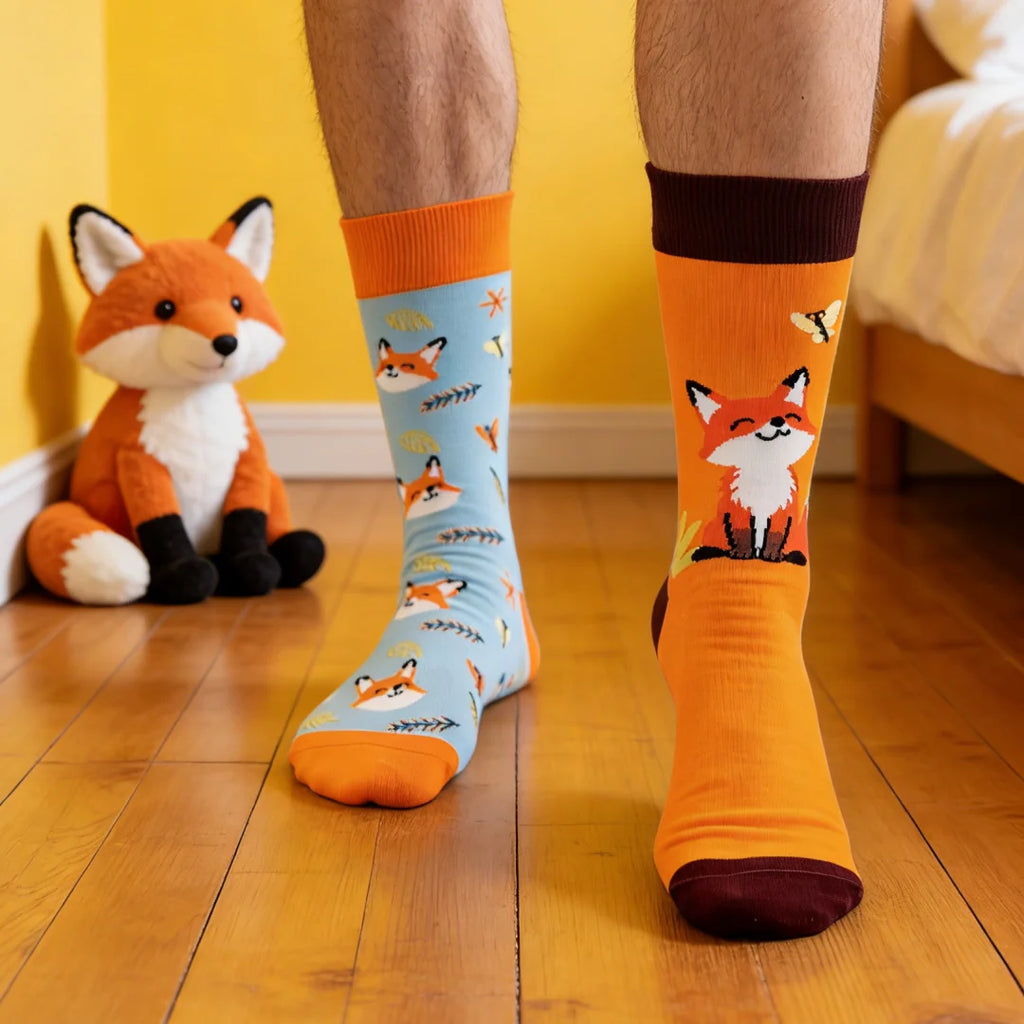 Cotton Blend Fox Pattern Mid Calf Unisex Socks