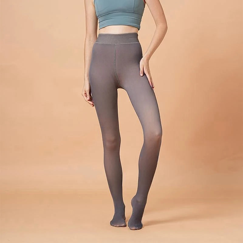 Polyester Elastane Thermal Tights Translucent Fleece Pantyhose - 21