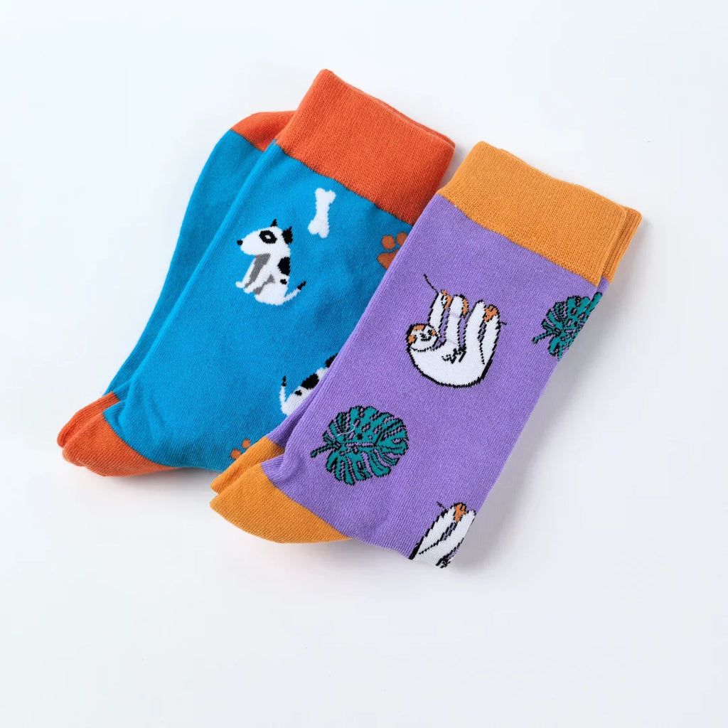 Cotton Blend Animal Print Crew Socks Unisex