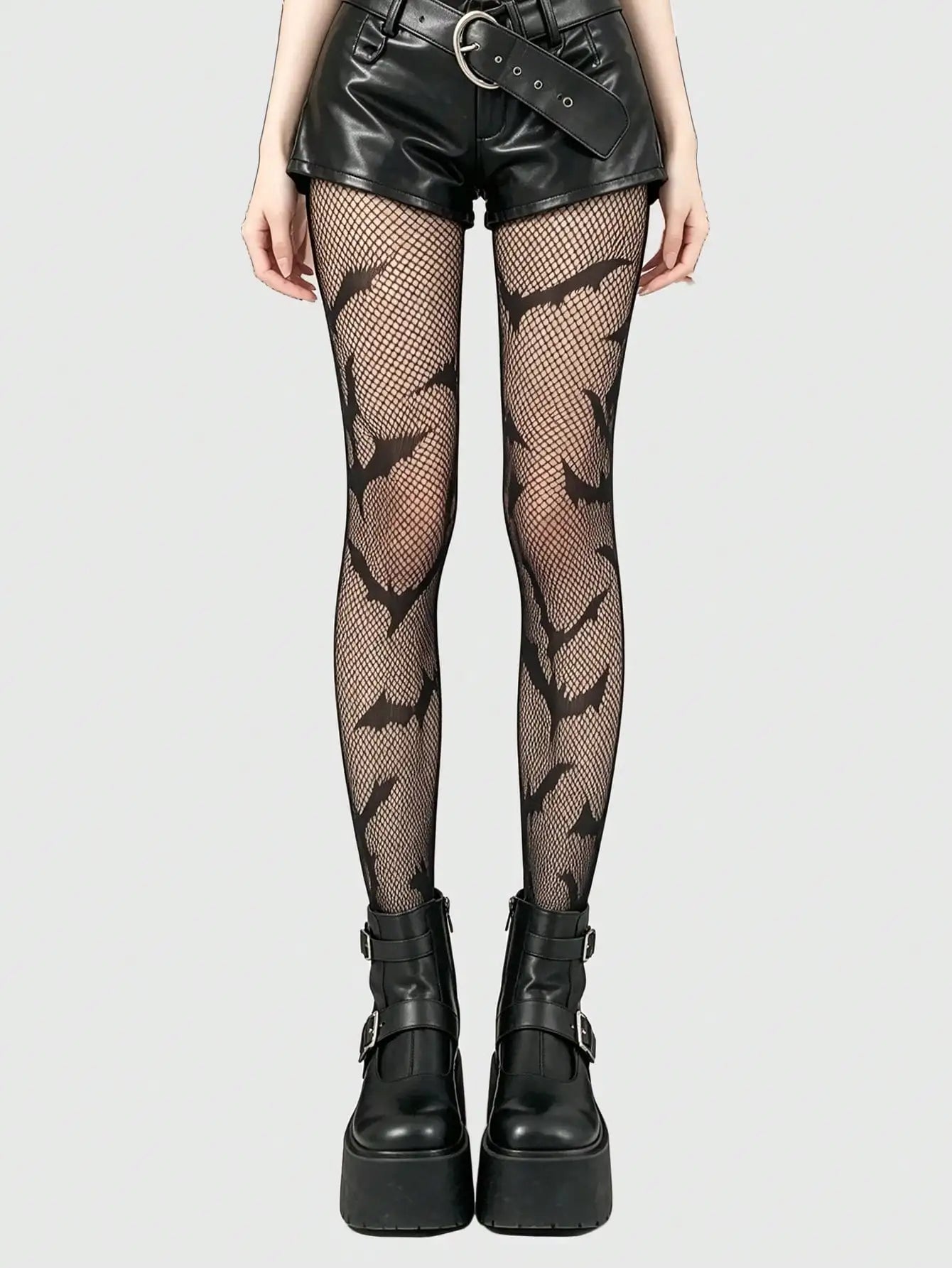 Polyester Elastane Fishnet Stockings Printed Pattern Tights - 4