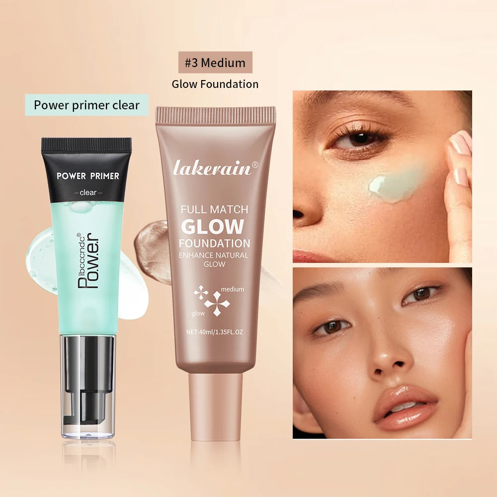 Liquid Face Primer and Glow Foundation Makeup Set